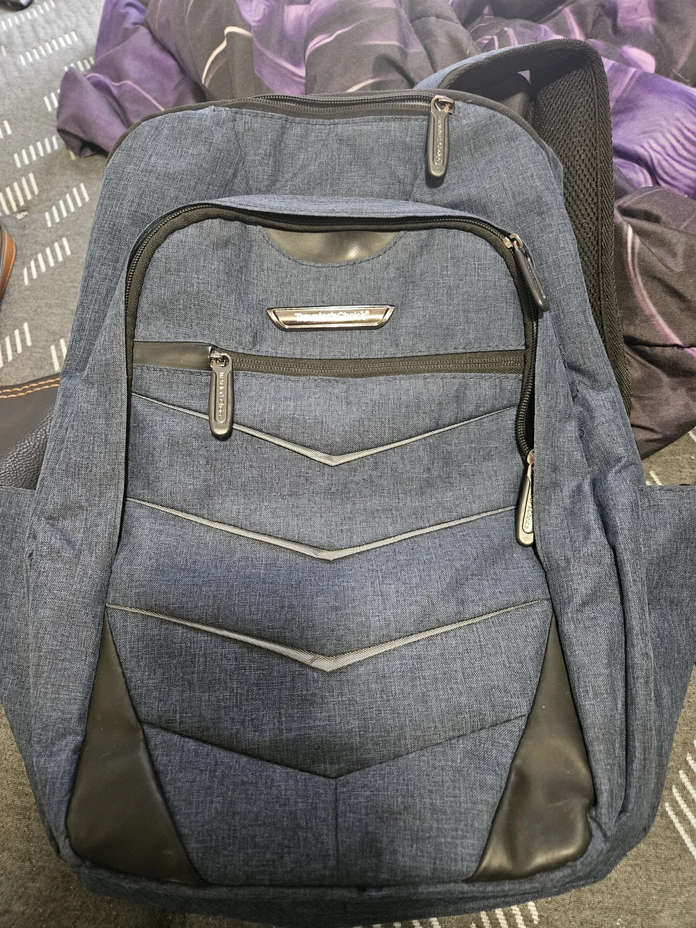 Stylish Blue Men's Travel Backpack with Padded Straps